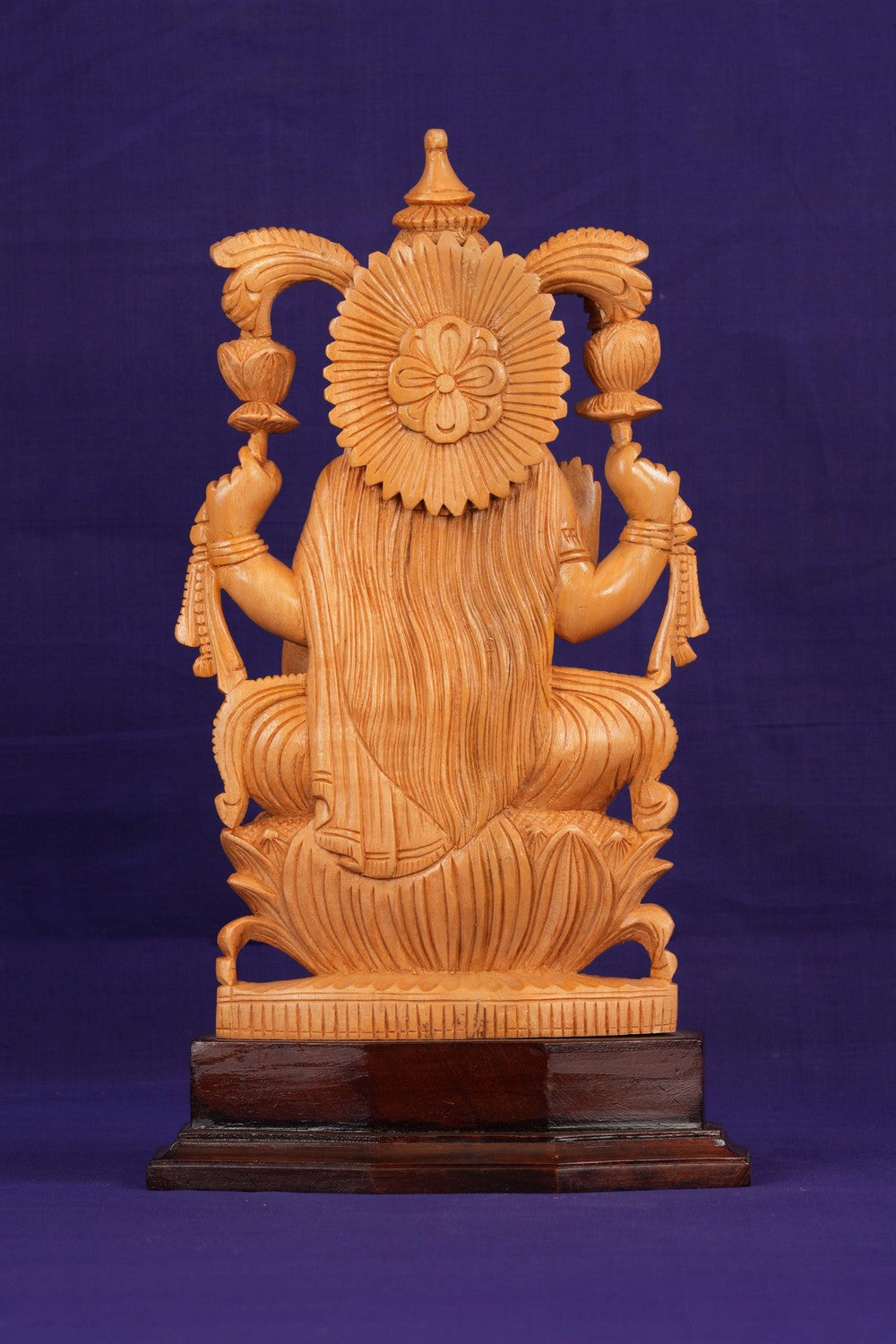 Image of Cedar Wood Carving Goddess Lakshmi Statue